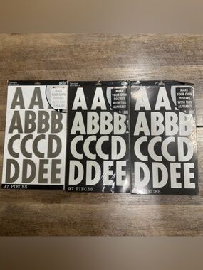 Alphabet Sticker Set – White Letters on Black Backing
